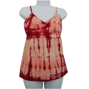 Avani V-Neck Tie Dye Babydoll Cami Top Organic Cotton Medium Adjustable Straps.